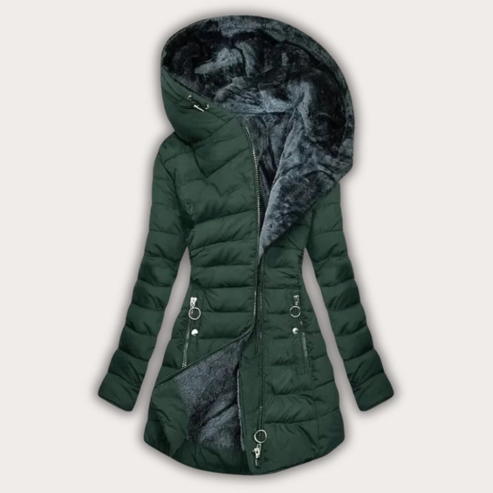 Ladies' Puffer Jacket with Faux Fur Lining and Hood