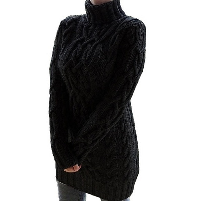 Thea | Cable Knit Turtleneck Dress