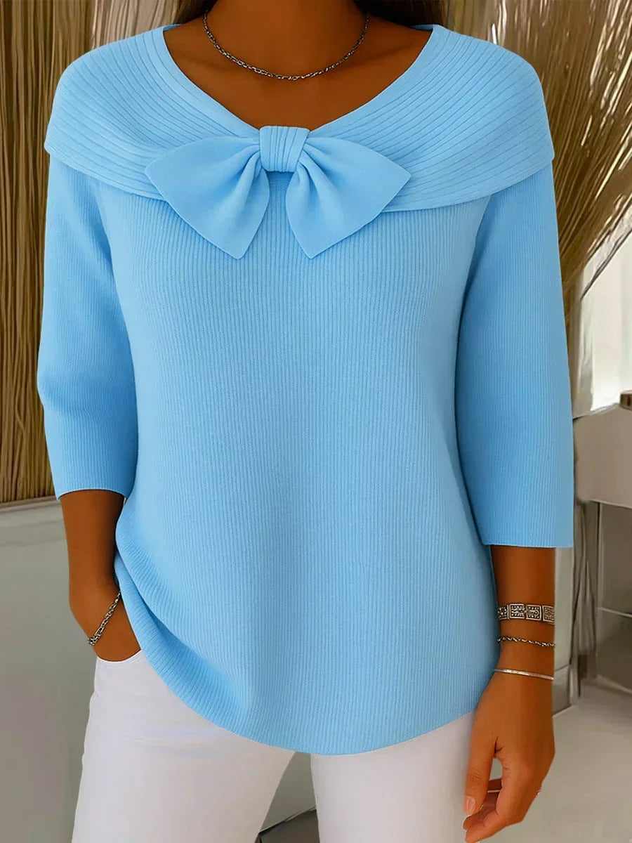 Madeline - Sweet Bow Collar Knitted Top