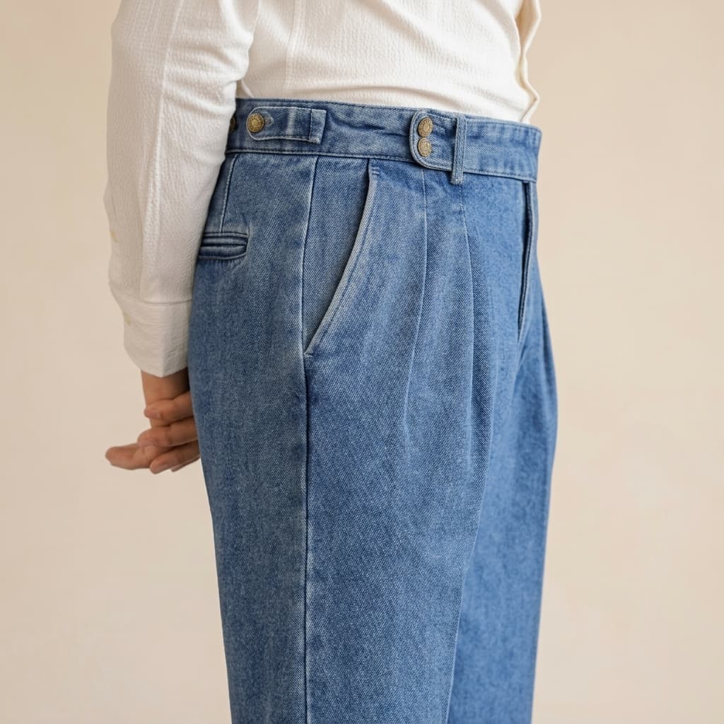 Lorenzo Pleated Denim Pants