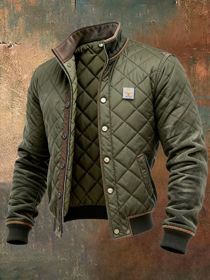 Men's Quilted Classic Winter Coat with Buttons