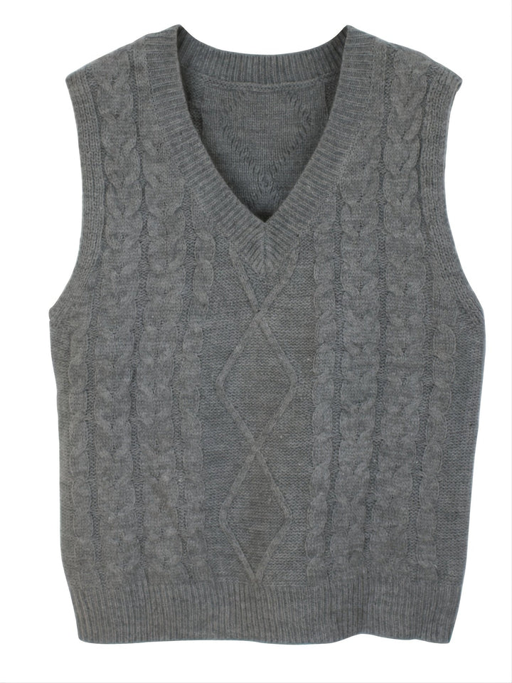 Cora | Cozy Cable Knit V-Neck Sweater Vest