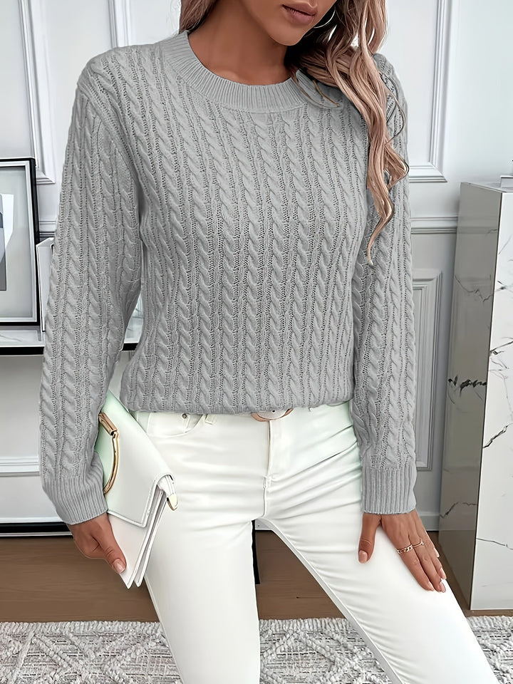 Faye | Cable Knit Round Neck Sweater