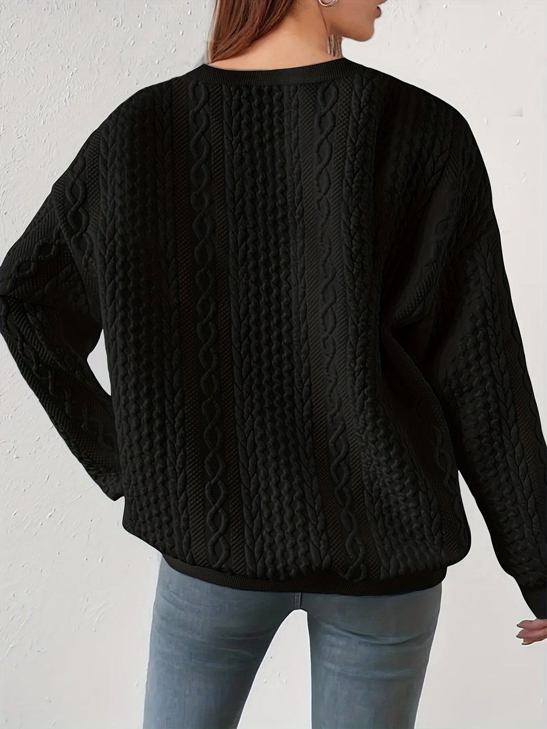 Joyce | Textured Cable Knit Sweatshirt