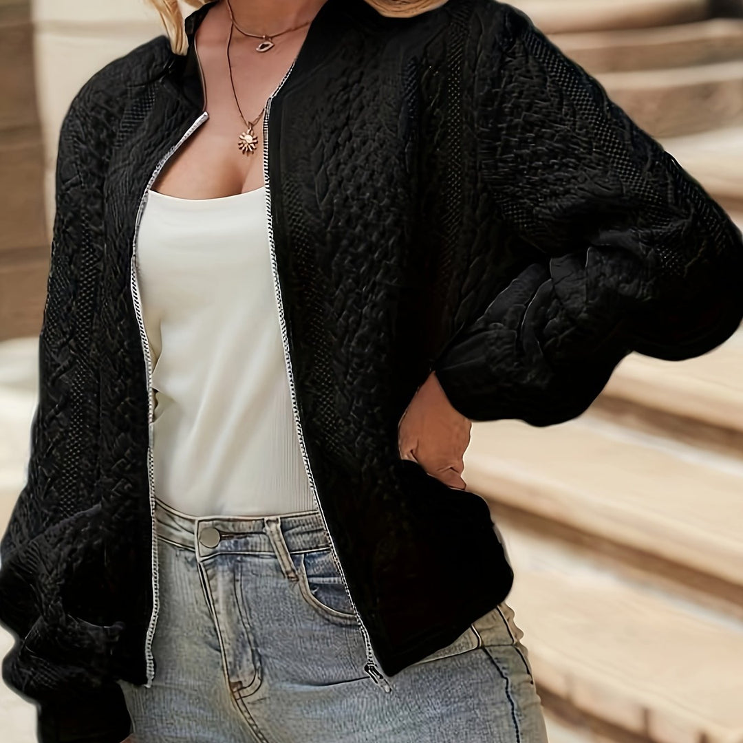 Blaithin | High-Collar Oversized Poised Bomber Jacket