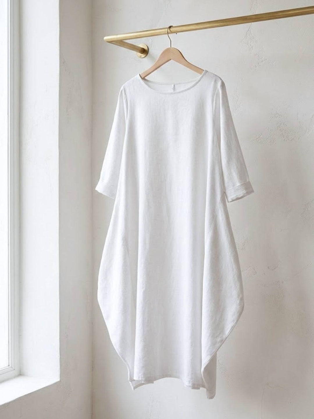Effortless Boho Oversized Batwing Maxi Couture Cotton Linen Blend Floor Length Dress