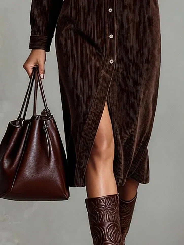 Effortlessly Elegant Flared Hemline Luxurious Velvet Crepe Weave Everyday Wear Dress