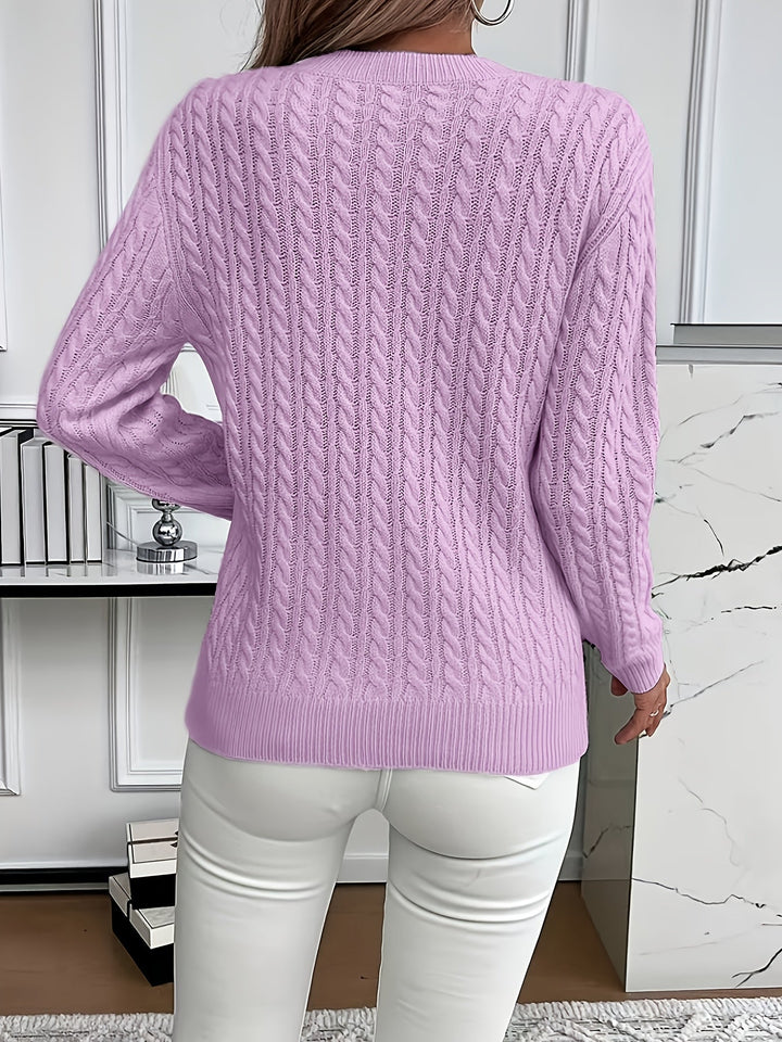 Faye | Cable Knit Round Neck Sweater