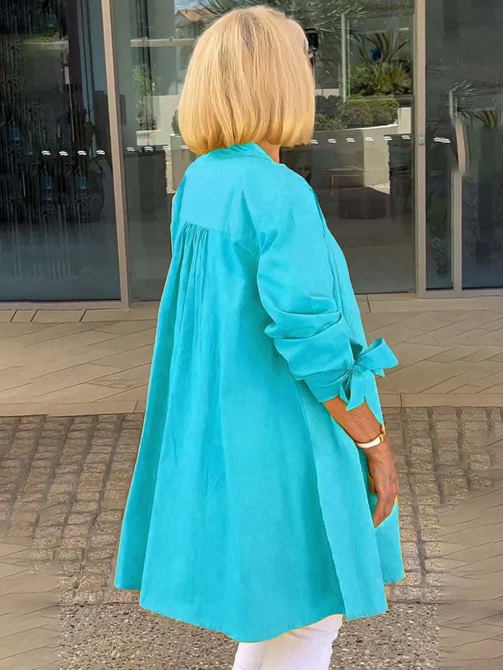 Elliora - Gathered Back Cotton Shirt Jacket
