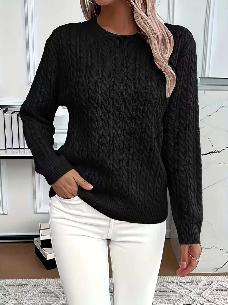 ADRIANA – CABLE KNIT COZY LONG-SLEEVED SWEATER