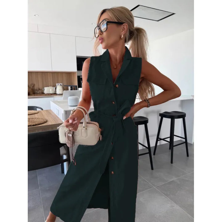 Olivia | Women’s Maxi Dress with Buttons and Belt