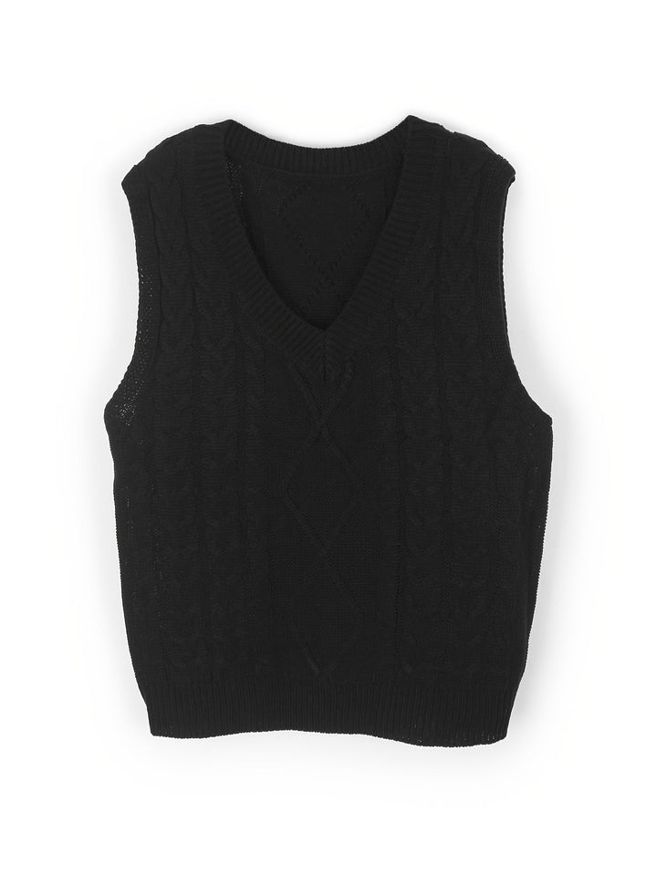 Cora | Cozy Cable Knit V-Neck Sweater Vest