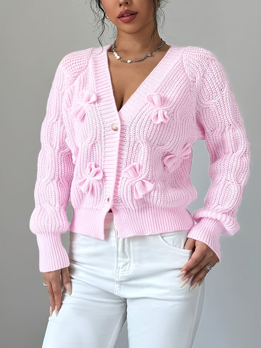 Juniper | Soft Cardigan with Bow Detail and Long Sleeves