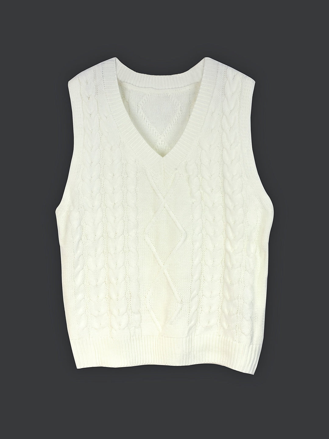 Cora | Cozy Cable Knit V-Neck Sweater Vest