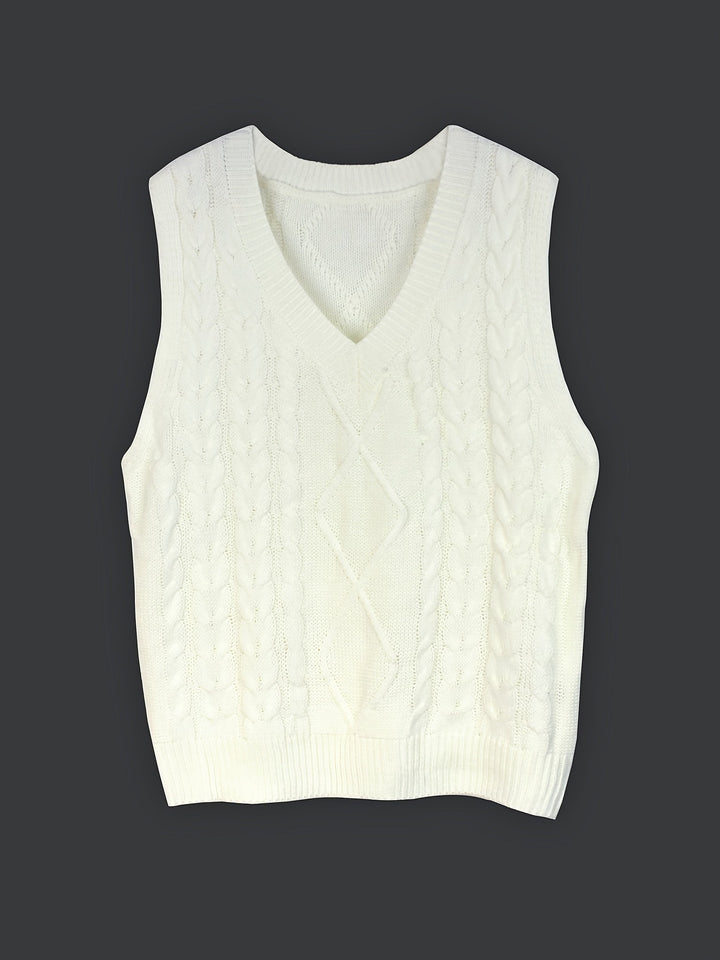 Cora | Cozy Cable Knit V-Neck Sweater Vest