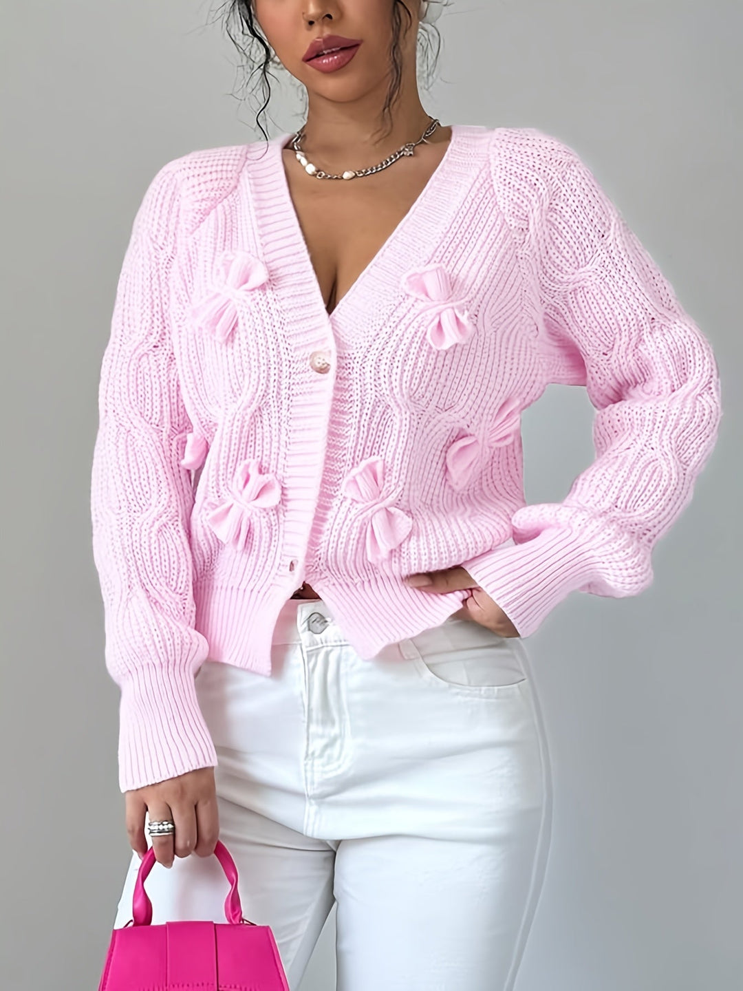 Juniper | Soft Cardigan with Bow Detail and Long Sleeves
