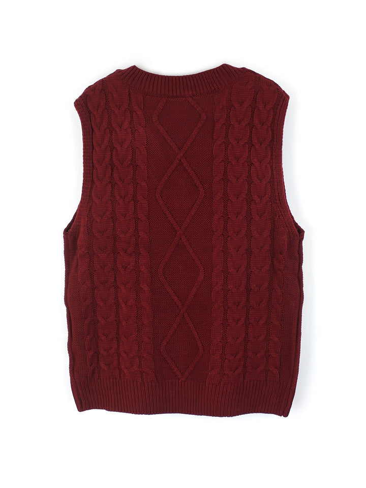 Cora | Cozy Cable Knit V-Neck Sweater Vest