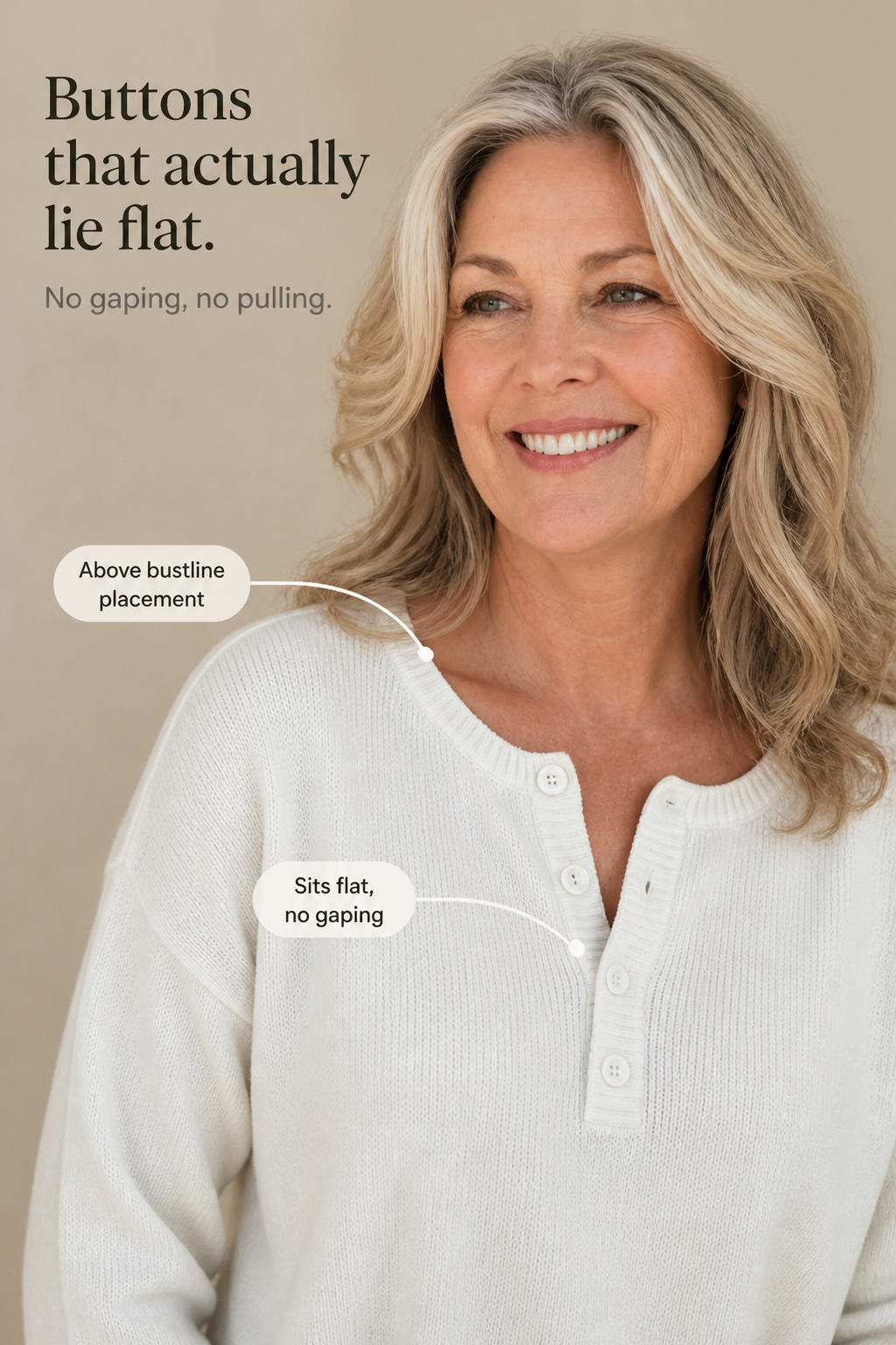 Wearbella – V-neck Button Placket Sweater