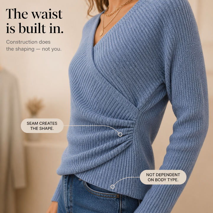 Cinchable – Crossover Wrap V-Neck Knitted Top