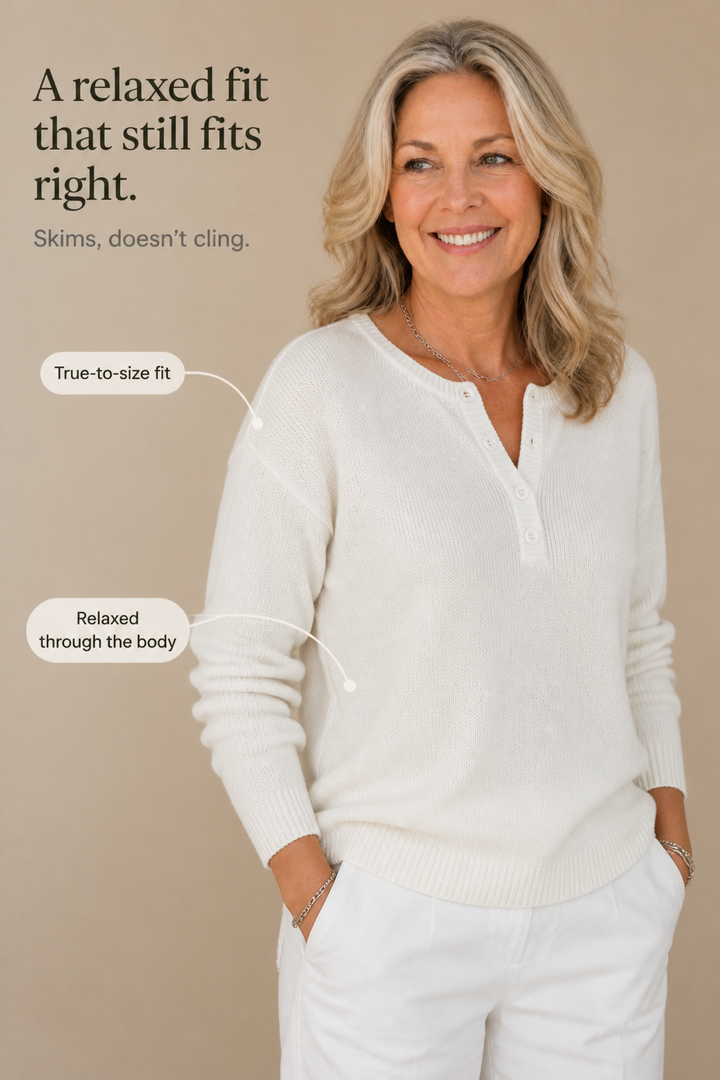 Wearbella – V-neck Button Placket Sweater