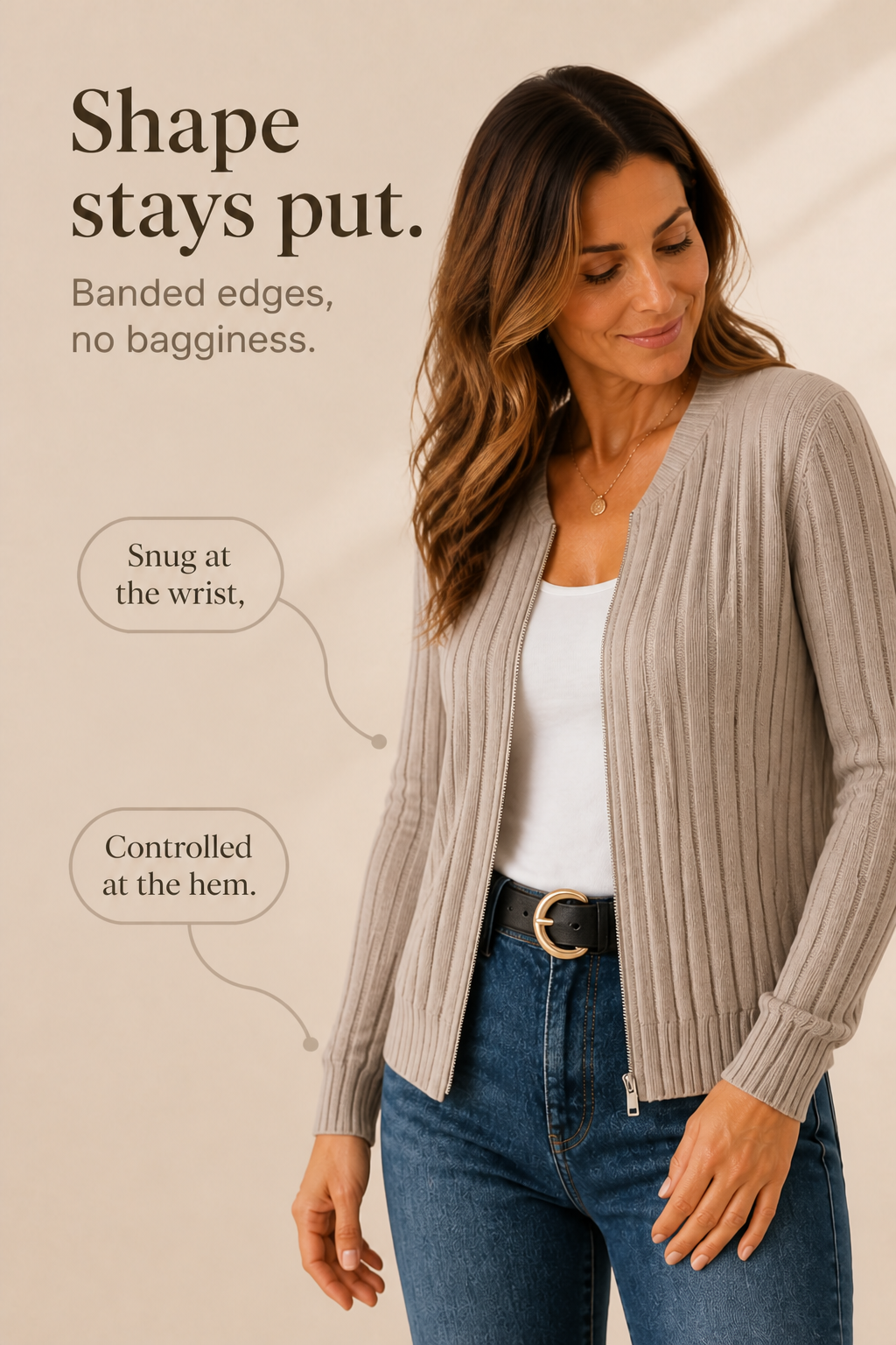 Rivknit – Ribbed Knit Zipper-Front Cardigan