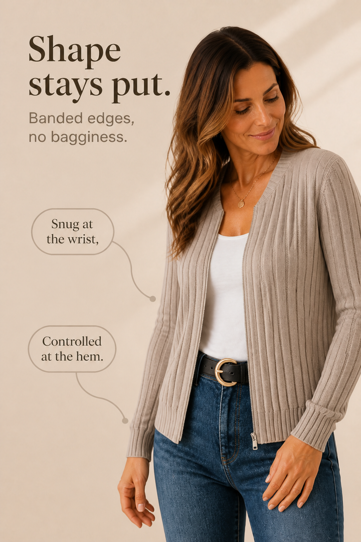 Rivknit – Ribbed Knit Zipper-Front Cardigan