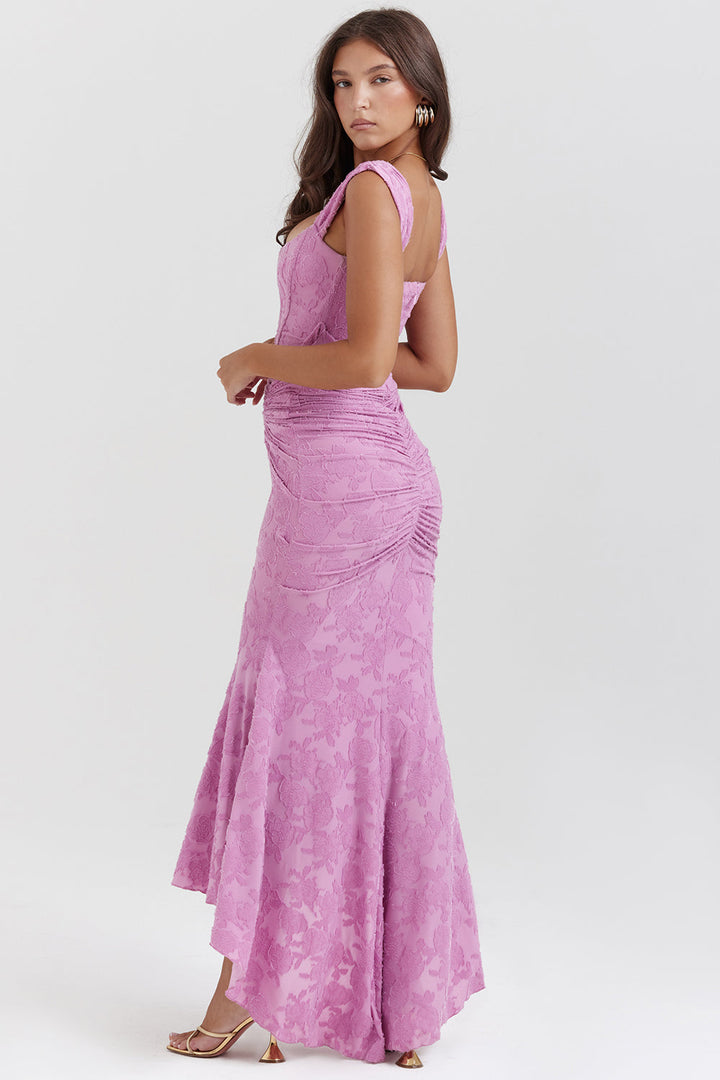 Luxuriously Exquisitely Ruched Lace Contoured Silhouette All-Night Bodycon Dress