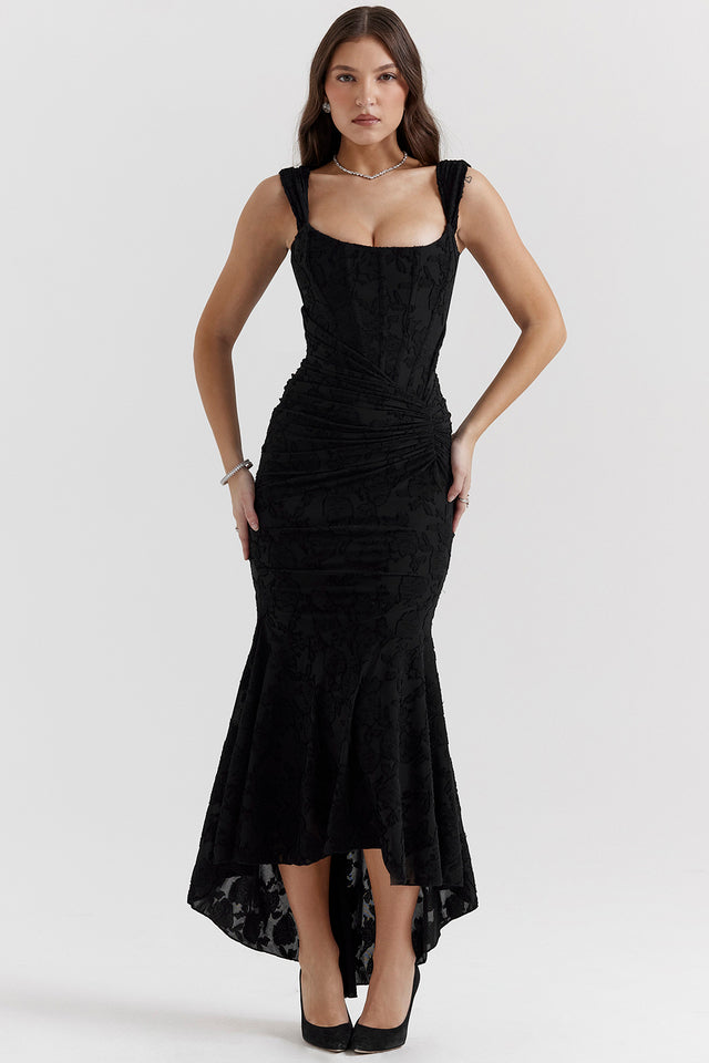 Luxuriously Exquisitely Ruched Lace Contoured Silhouette All-Night Bodycon Dress