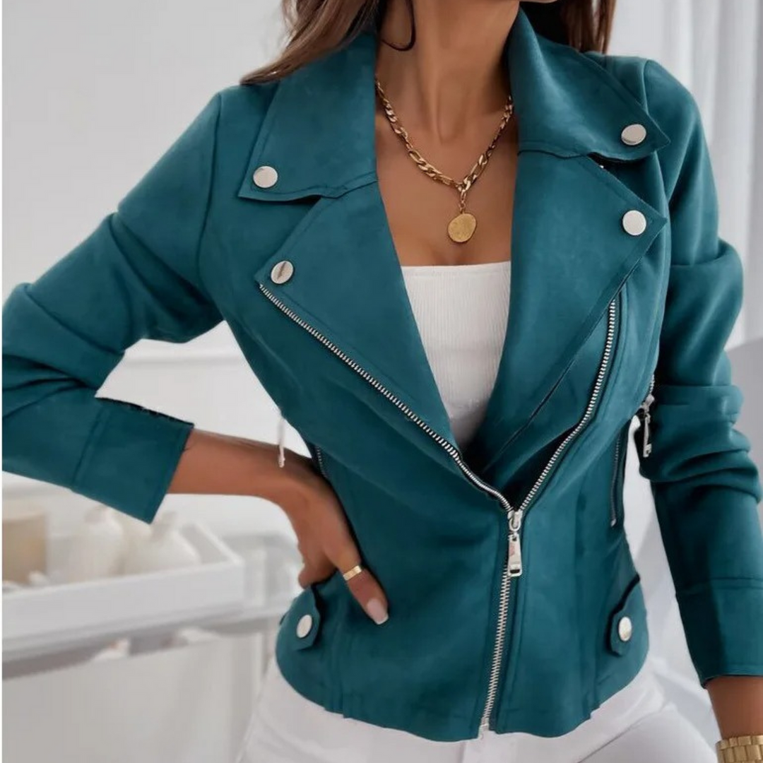 Women’s Faux Suede Asymmetrical Zipper Moto Jacket