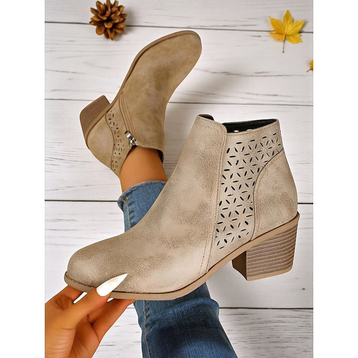 Hollis | Cutout Low Heeled Ankle Boots
