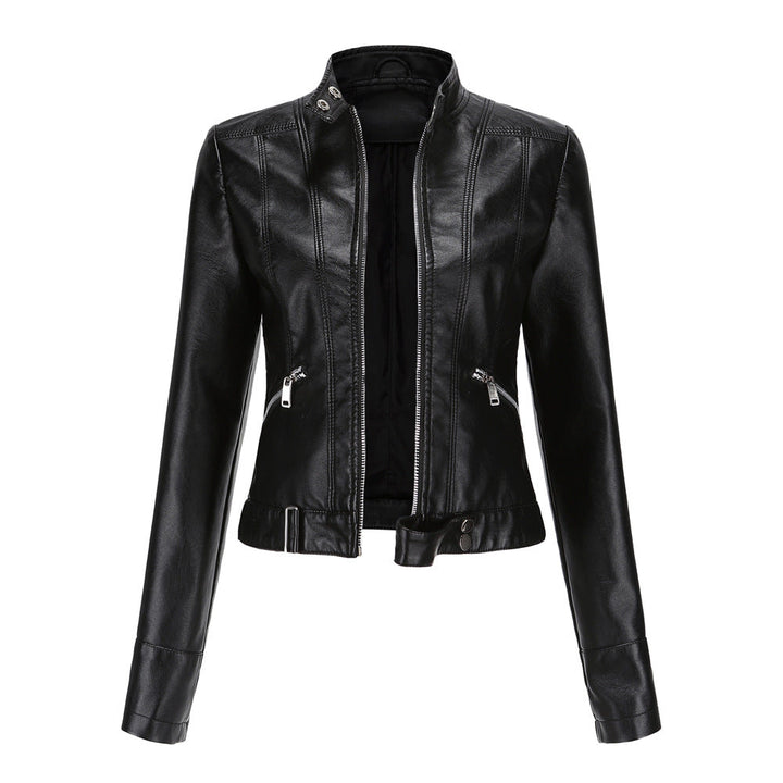 Clementina | Knotted High Neck Casual Leather Jacket
