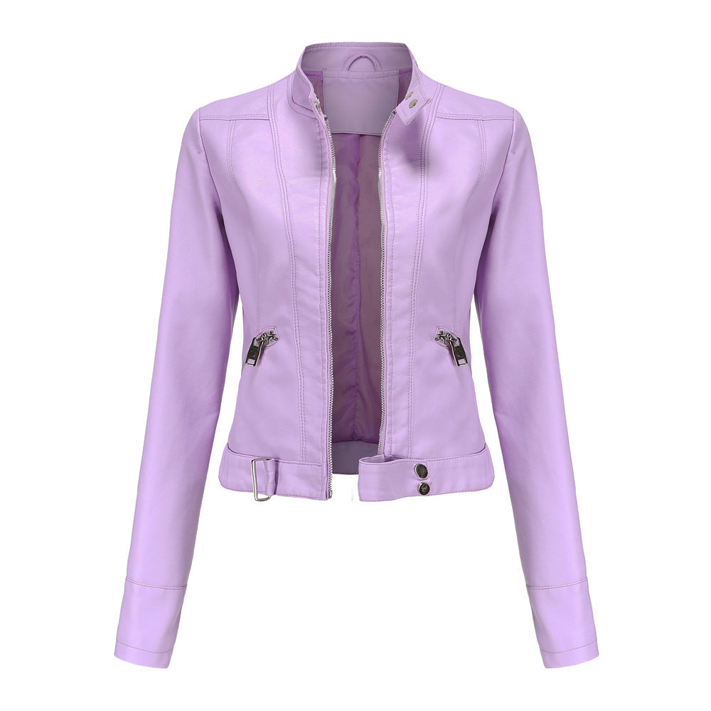 Clementina | Knotted High Neck Casual Leather Jacket