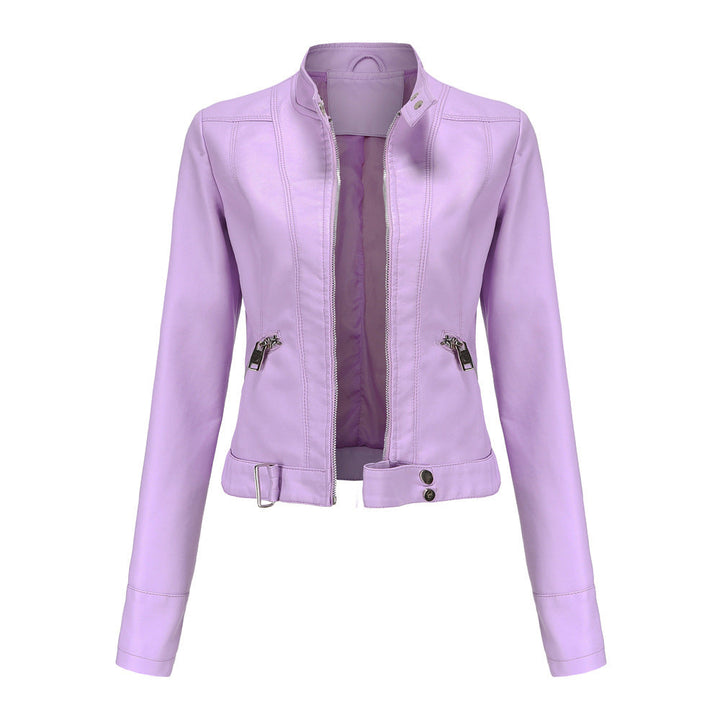 Clementina | Knotted High Neck Casual Leather Jacket
