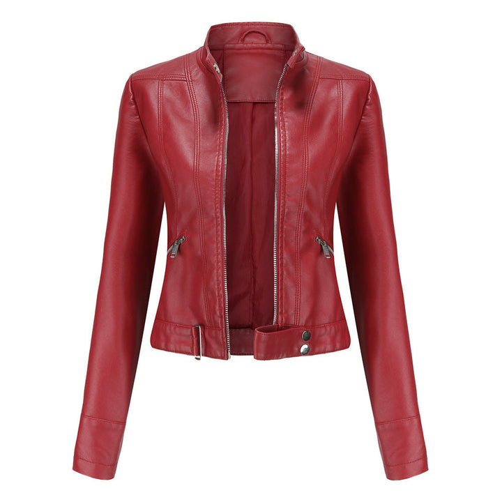 Clementina | Knotted High Neck Casual Leather Jacket