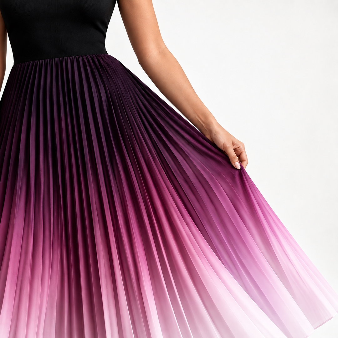 Maria | Women's Pleated Maxi Dress with Mockneck