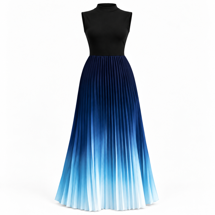 Maria | Women's Pleated Maxi Dress with Mockneck