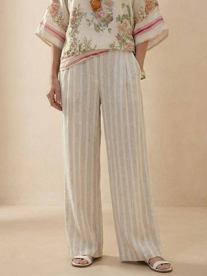 Wren | Striped Two-Piece Set with Wide-Leg Trousers and Tee