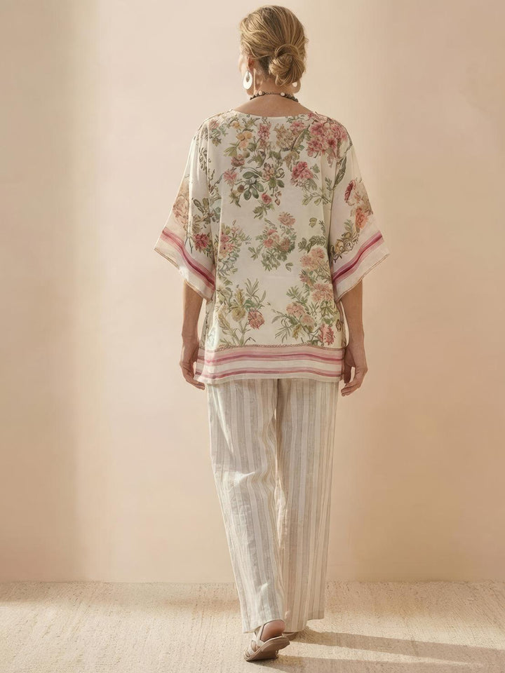 Wren | Striped Two-Piece Set with Wide-Leg Trousers and Tee