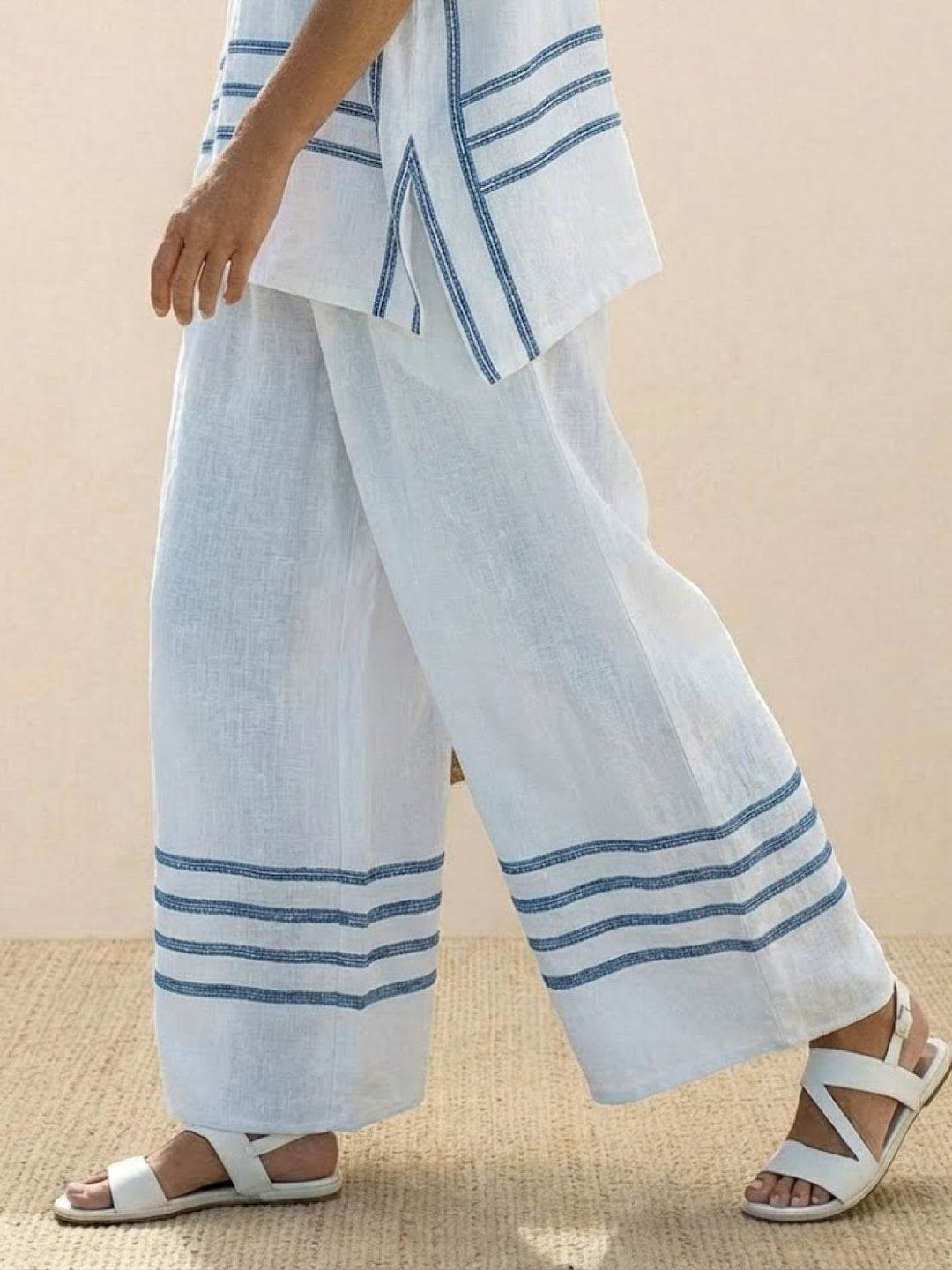 Wren | Striped Two-Piece Set with Wide-Leg Trousers and Tee