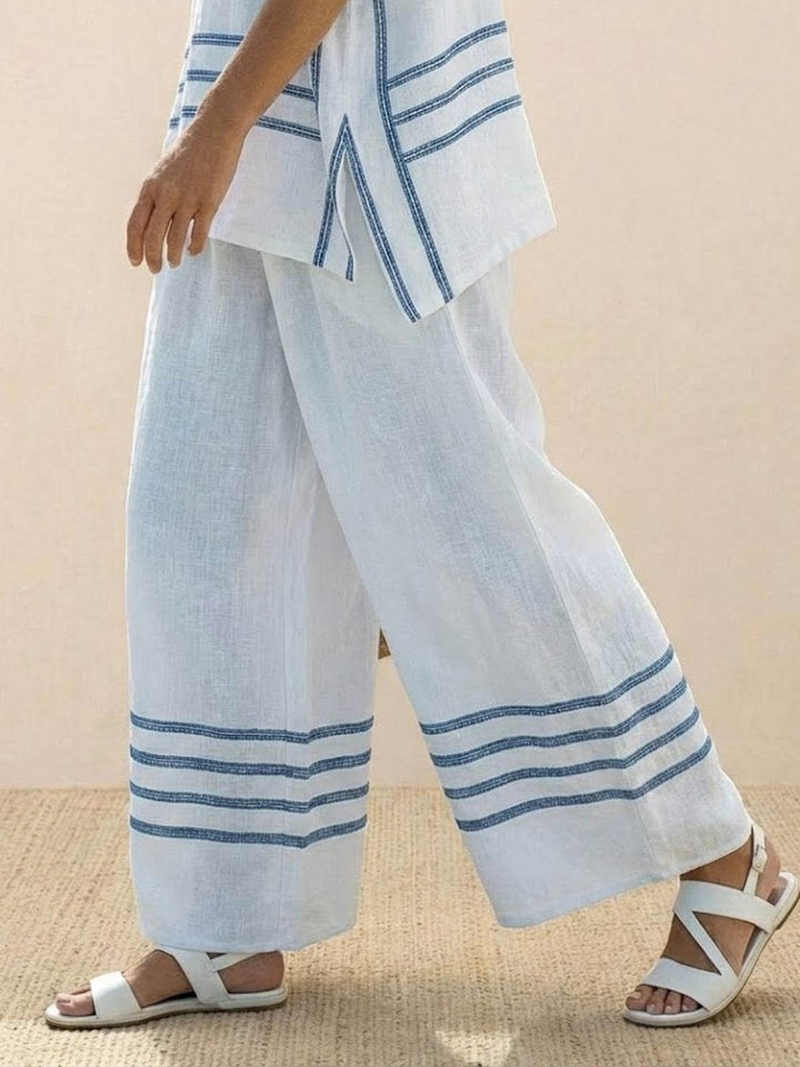 Wren | Striped Two-Piece Set with Wide-Leg Trousers and Tee