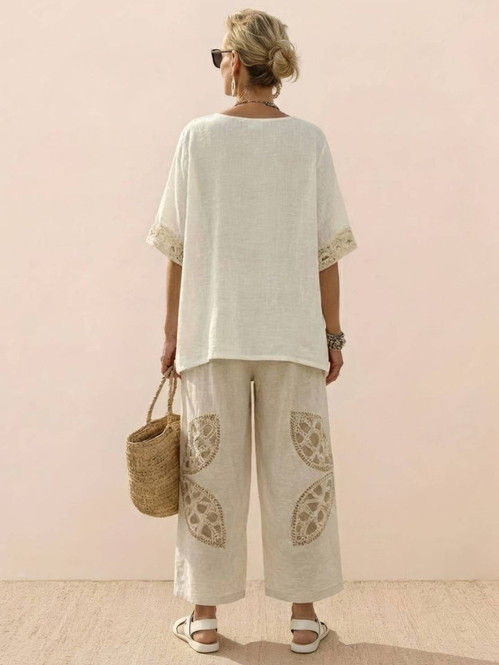Wren | Striped Two-Piece Set with Wide-Leg Trousers and Tee