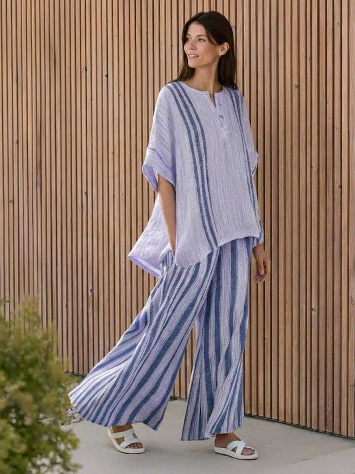 Wren | Striped Two-Piece Set with Wide-Leg Trousers and Tee