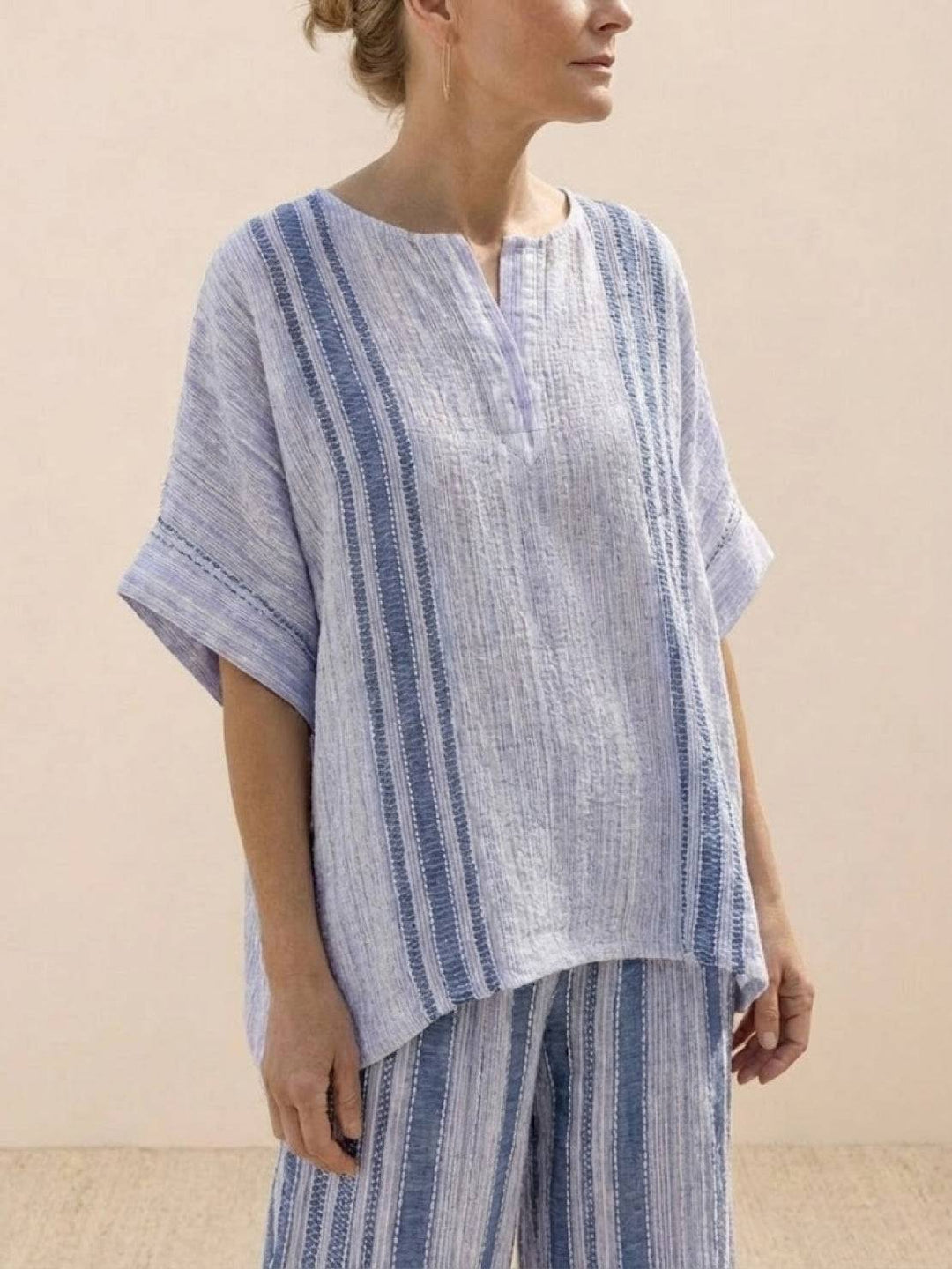 Wren | Striped Two-Piece Set with Wide-Leg Trousers and Tee