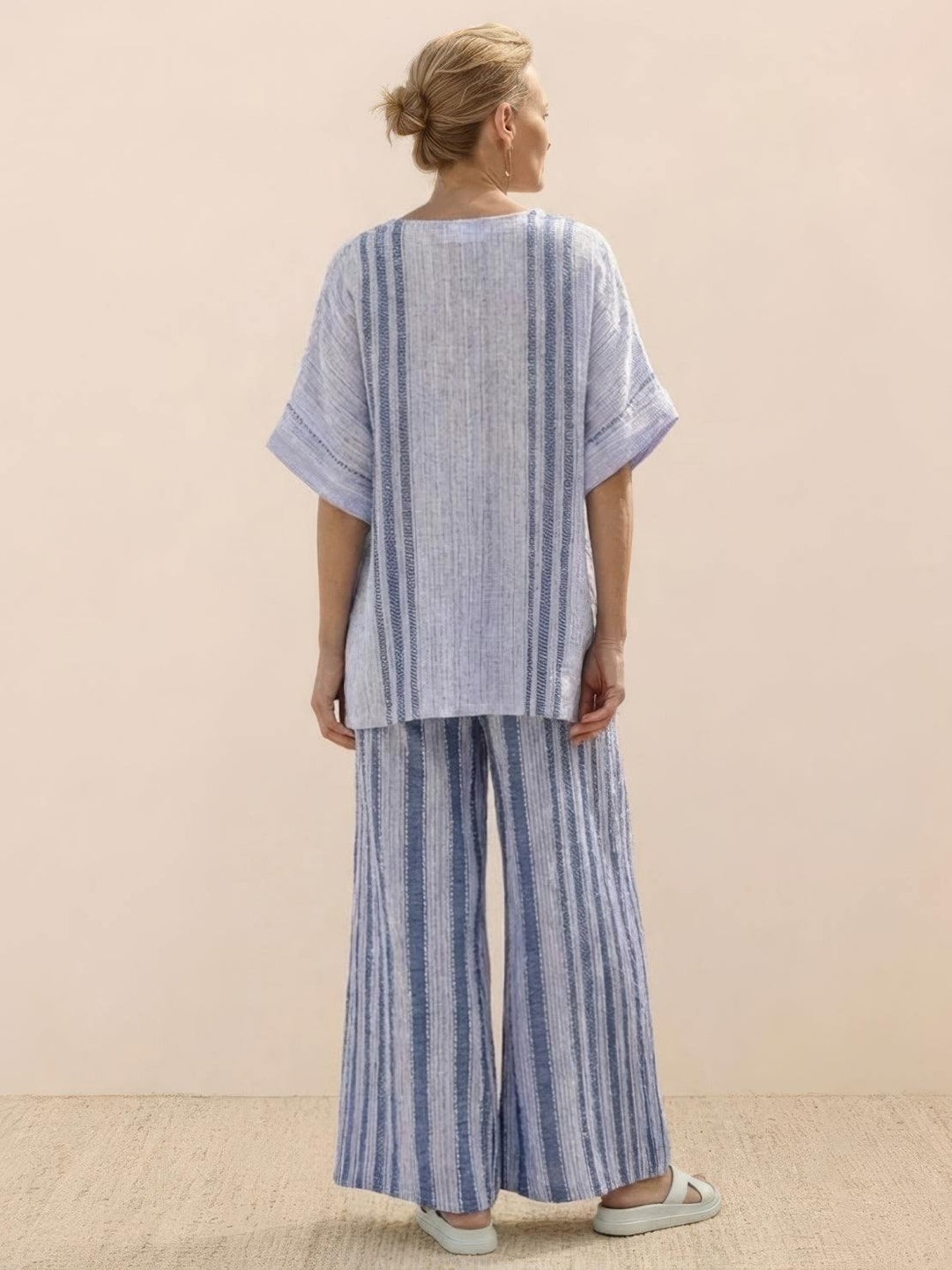 Wren | Striped Two-Piece Set with Wide-Leg Trousers and Tee