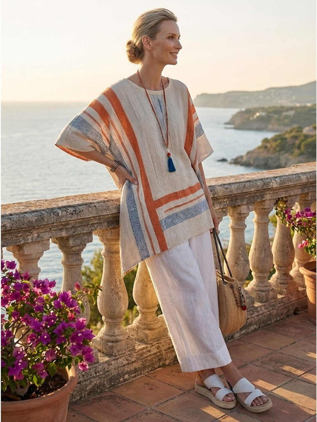 Wren | Striped Two-Piece Set with Wide-Leg Trousers and Tee