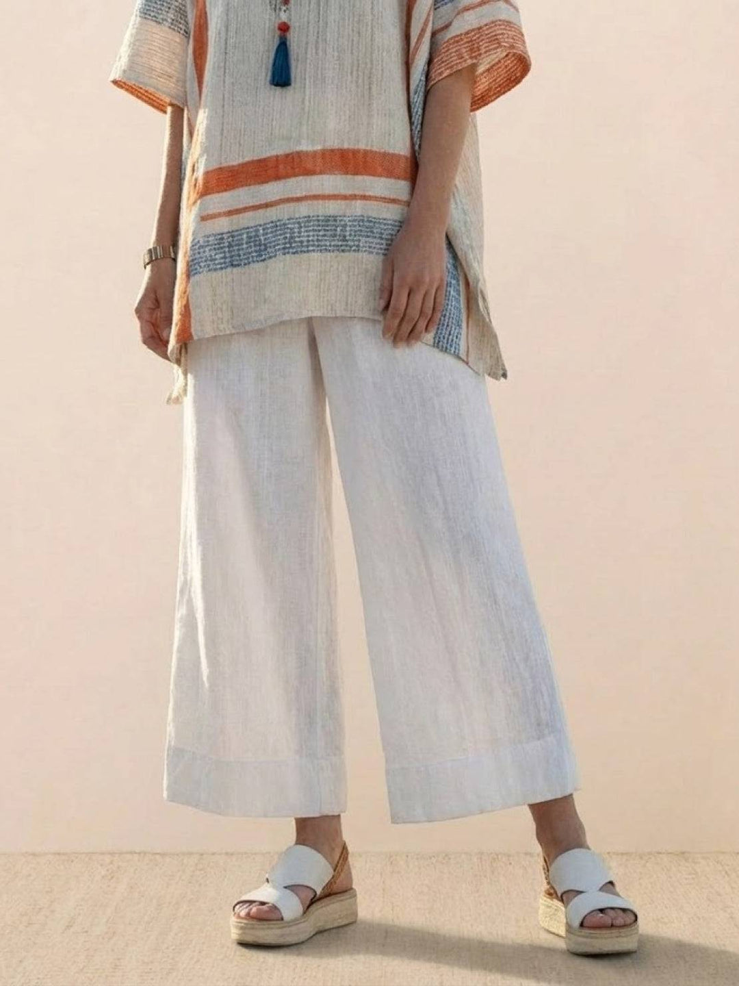 Wren | Striped Two-Piece Set with Wide-Leg Trousers and Tee