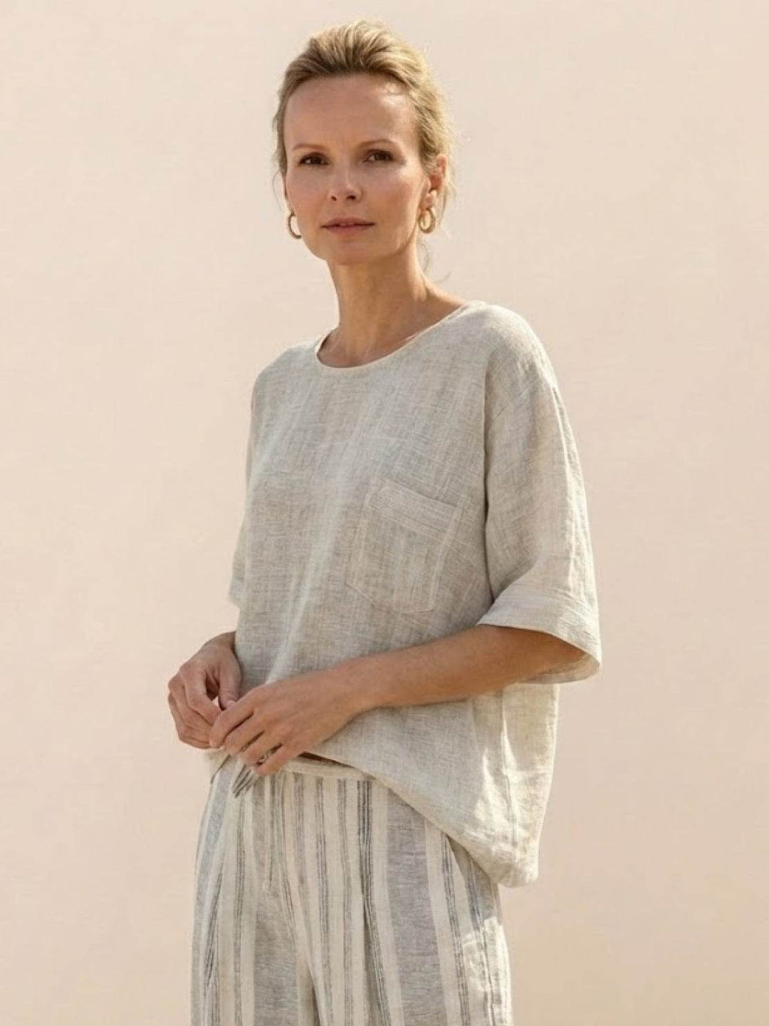Wren | Striped Two-Piece Set with Wide-Leg Trousers and Tee