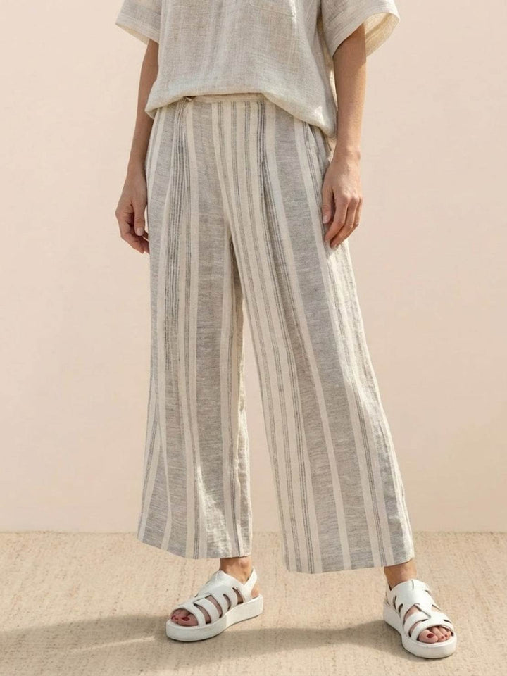 Wren | Striped Two-Piece Set with Wide-Leg Trousers and Tee