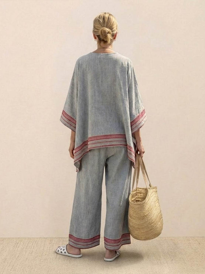 Wren | Striped Two-Piece Set with Wide-Leg Trousers and Tee