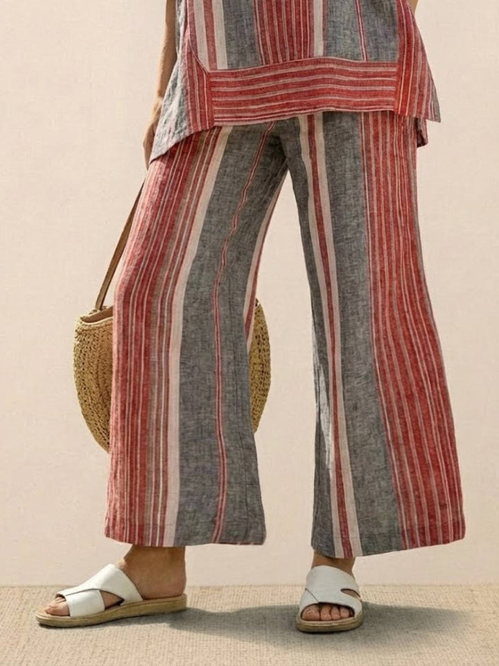 Wren | Striped Two-Piece Set with Wide-Leg Trousers and Tee